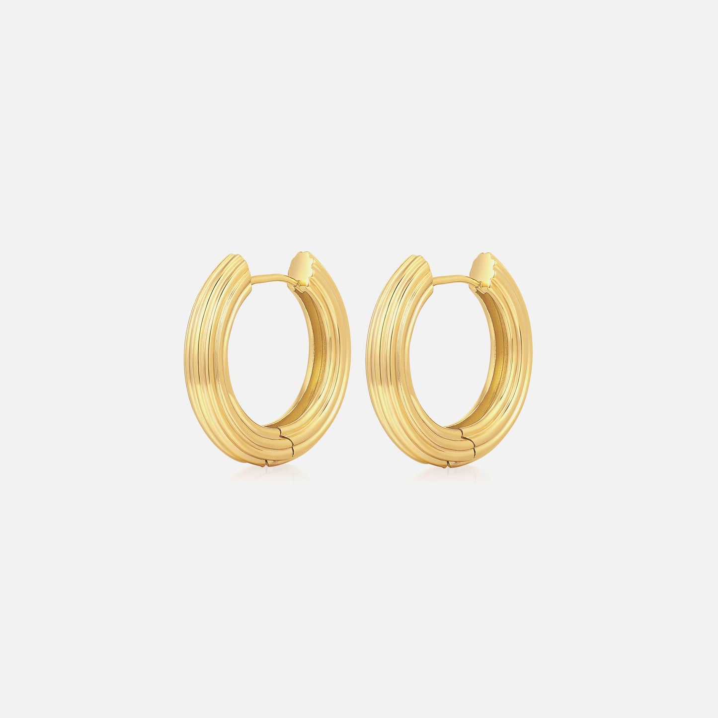 Women Kith Luv AJ The Ridged Amalfi Hinge Hoops - Gold