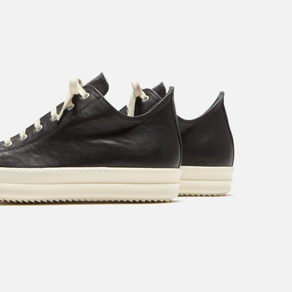 Men Kith Rick Owens Low Sneakers Scarpe In Pelle - Black / Milk / Milk