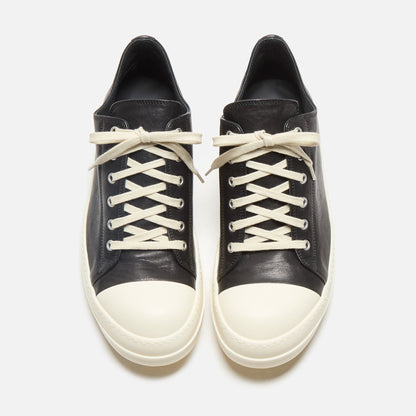 Men Kith Rick Owens Low Sneakers Scarpe In Pelle - Black / Milk / Milk