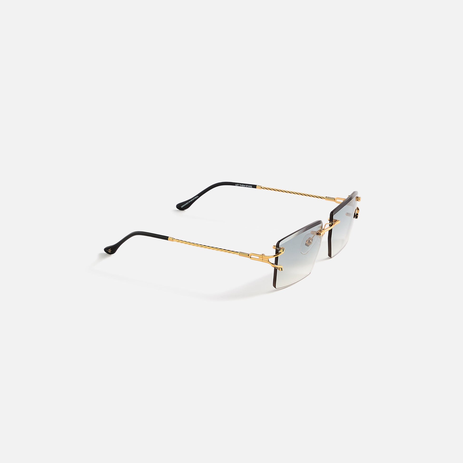 Men Kith Vintage Frames Icon Drill Mount 24kt Yellow Gold - Blue