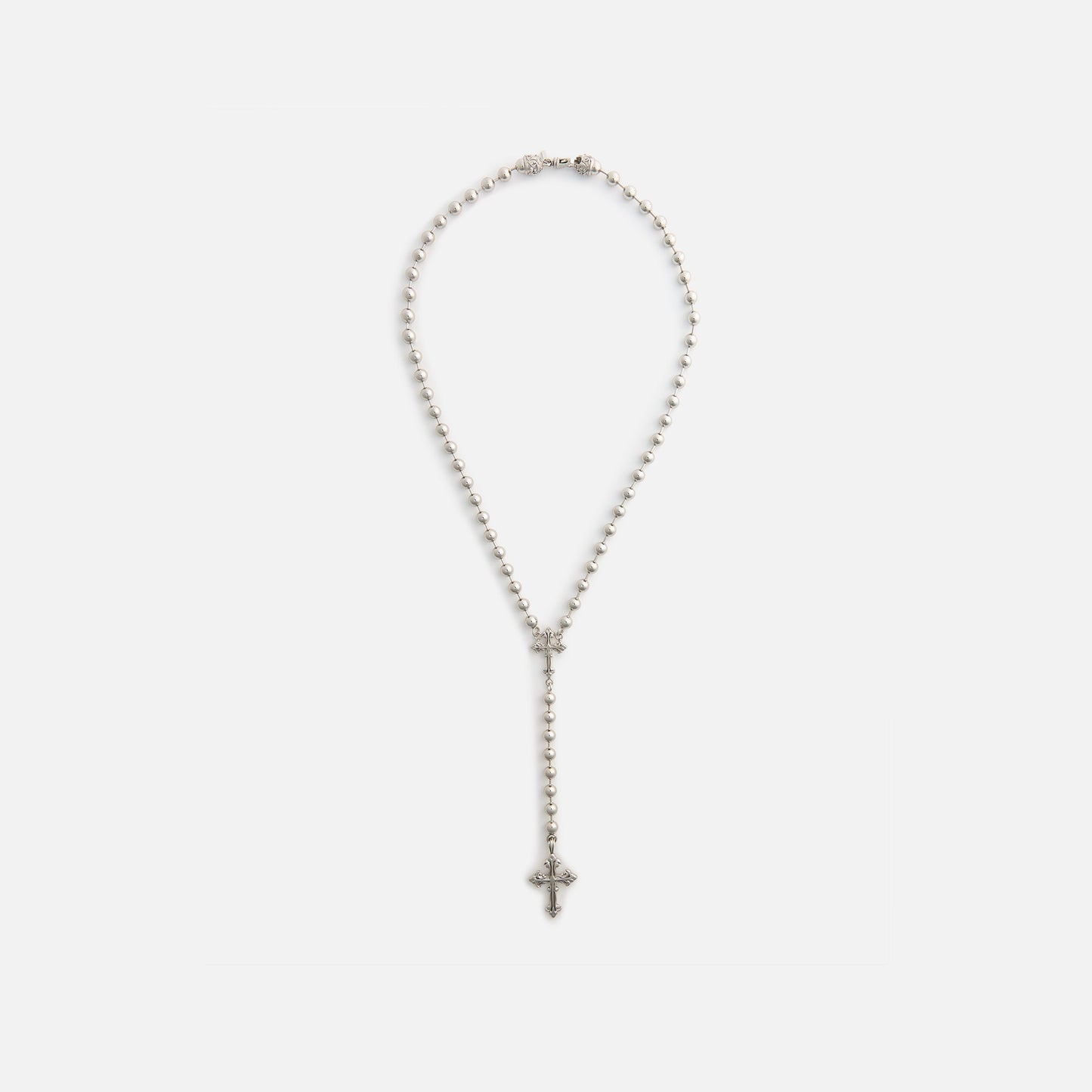 Men Kith Emanuele Bicocchi Beaded Chain Rosary Necklace - Silver