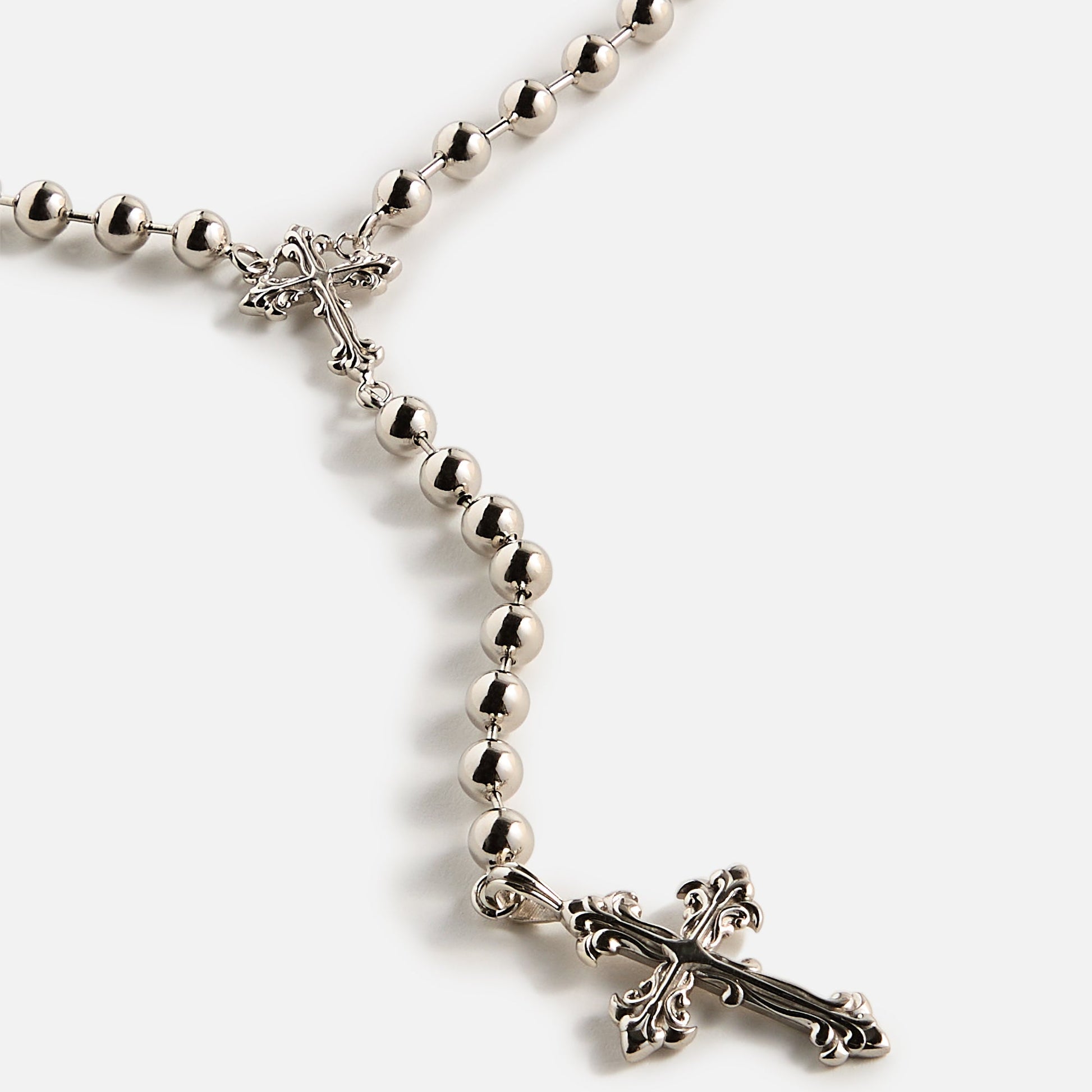 Men Kith Emanuele Bicocchi Beaded Chain Rosary Necklace - Silver