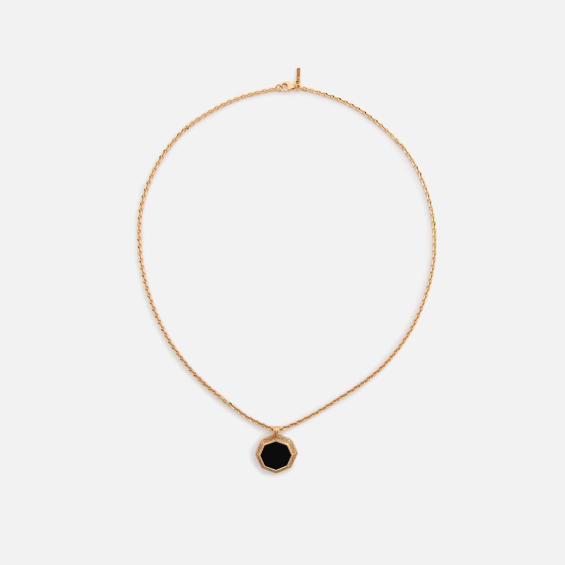 Men Kith Emanuele Bicocchi Gold Octagon Onyx Amulet Necklace - Gold