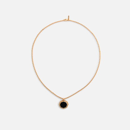 Men Kith Emanuele Bicocchi Gold Octagon Onyx Amulet Necklace - Gold