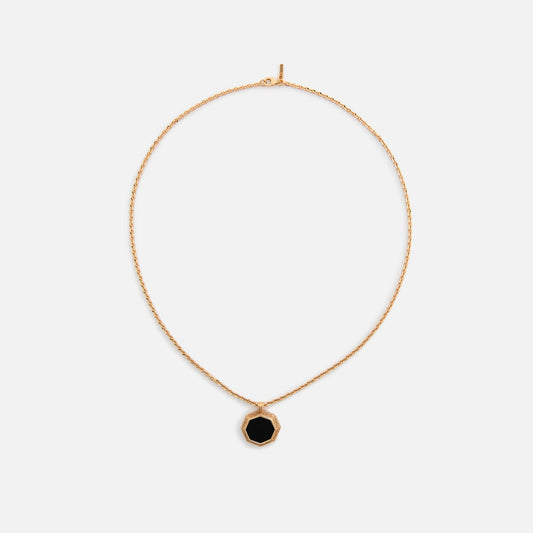 Men Kith Emanuele Bicocchi Gold Octagon Onyx Amulet Necklace - Gold