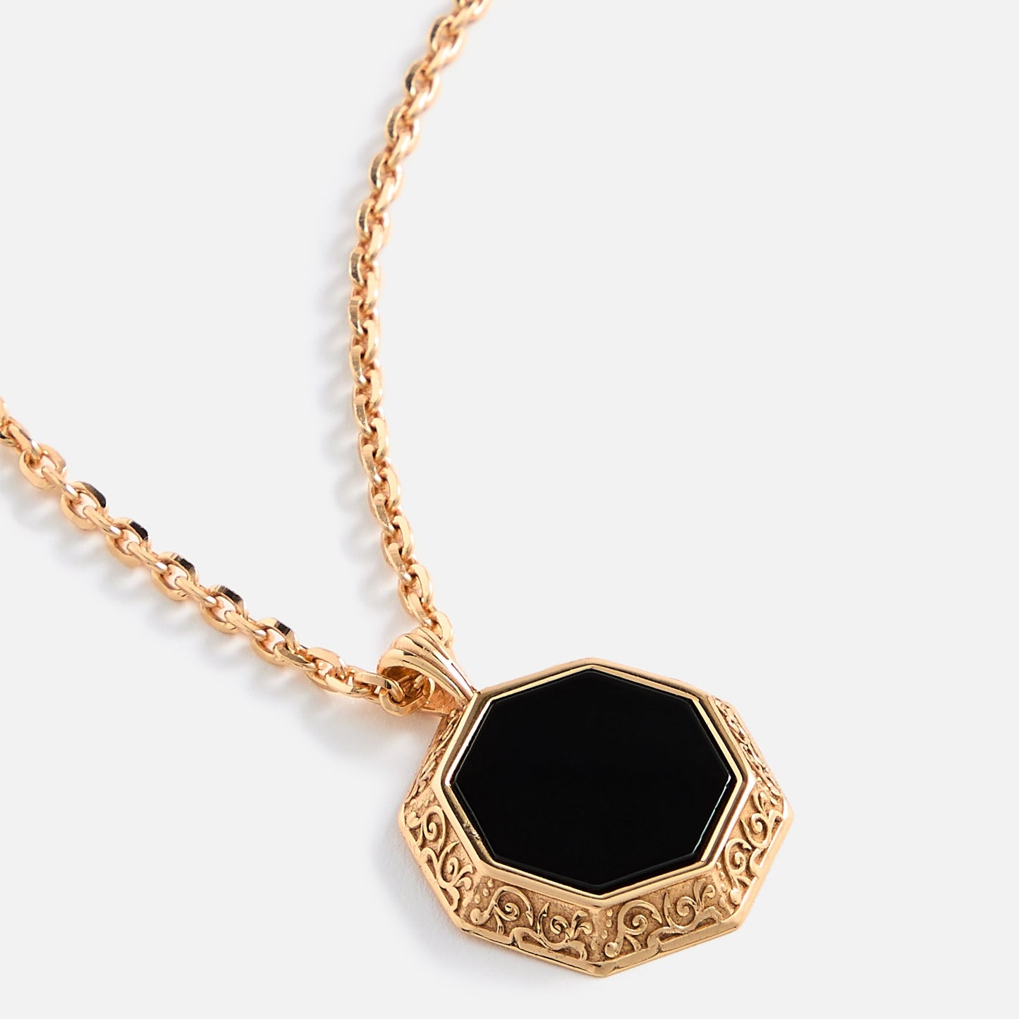 Men Kith Emanuele Bicocchi Gold Octagon Onyx Amulet Necklace - Gold