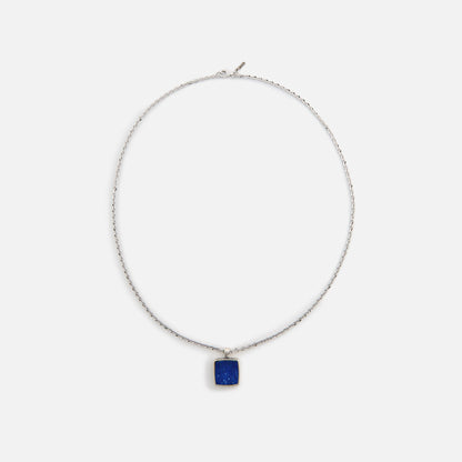 Men Kith Emanuele Bicocchi Square Lapis Amulet Necklace - Silver