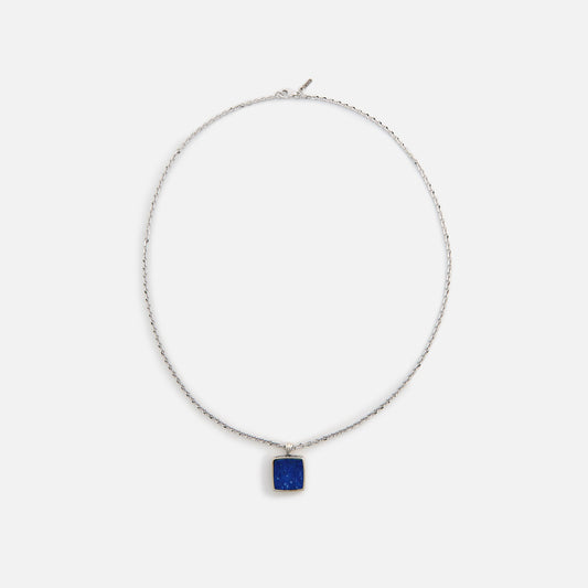 Men Kith Emanuele Bicocchi Square Lapis Amulet Necklace - Silver