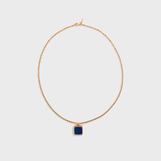 Men Kith Emanuele Bicocchi Gold Square Lapis Amulet Necklace - Gold