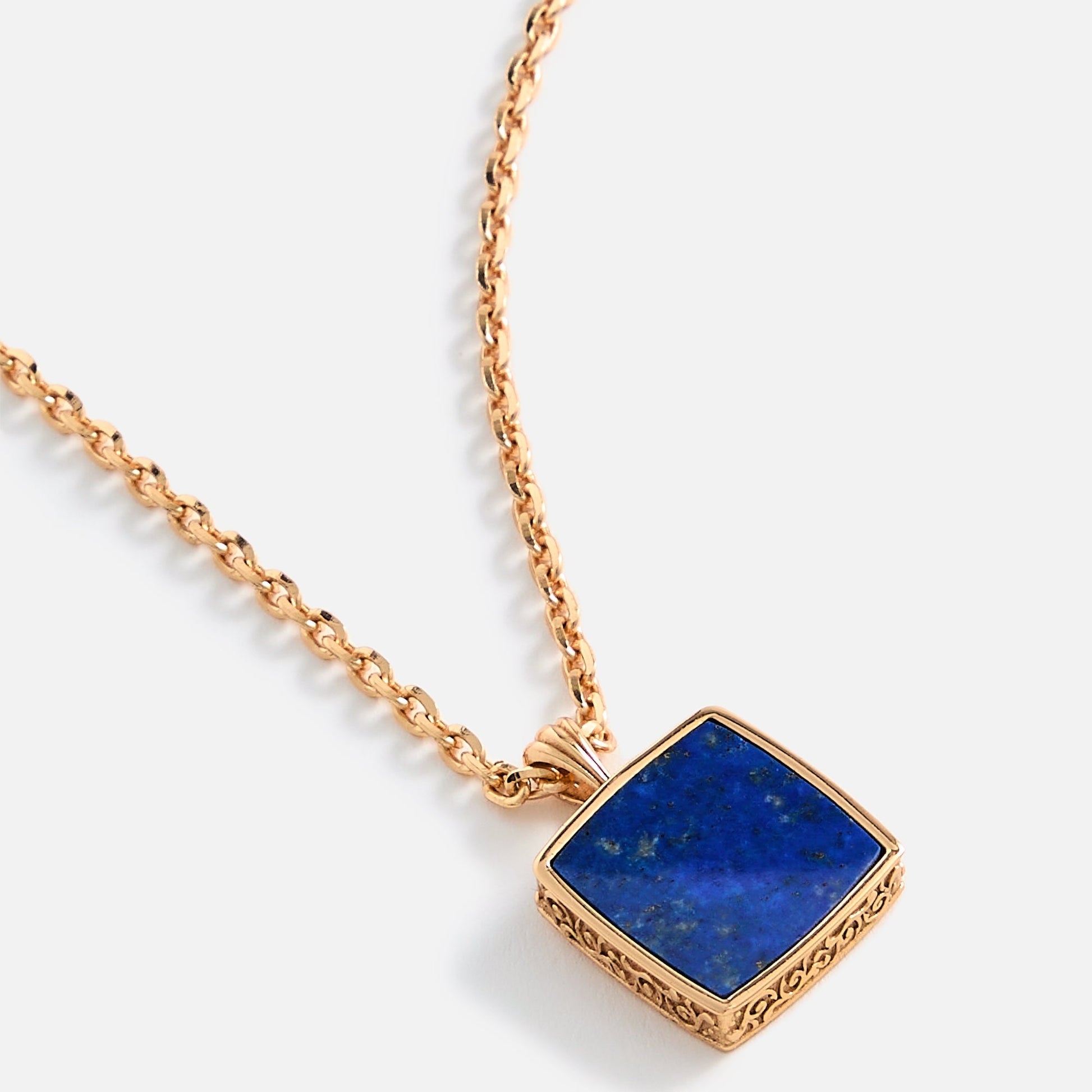 Men Kith Emanuele Bicocchi Gold Square Lapis Amulet Necklace - Gold