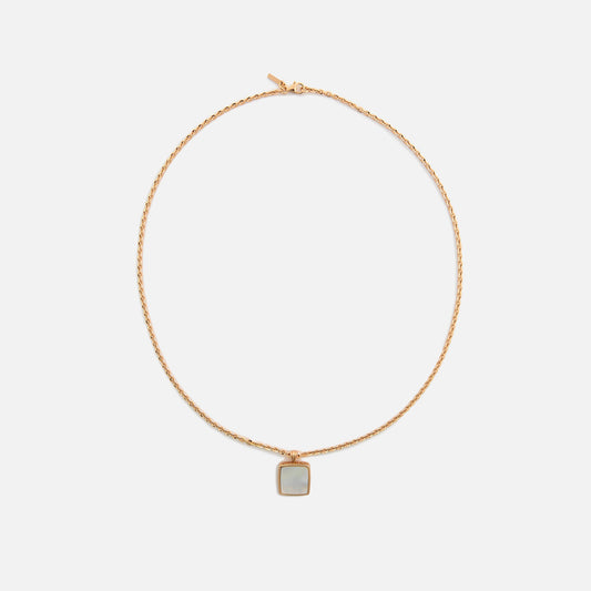Men Kith Emanuele Bicocchi Gold Square Mother of Pearl Amulet Necklace - Gold