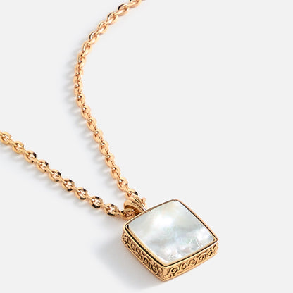 Men Kith Emanuele Bicocchi Gold Square Mother of Pearl Amulet Necklace - Gold