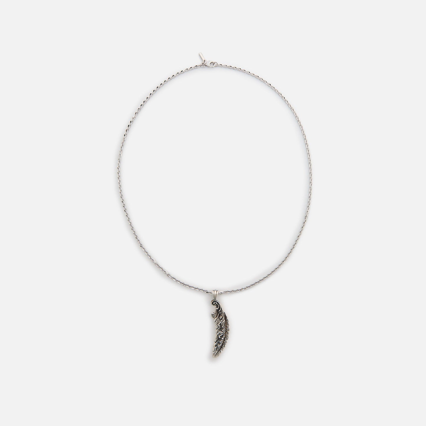 Men Kith Emanuele Bicocchi Feather Pendant Necklace - Silver