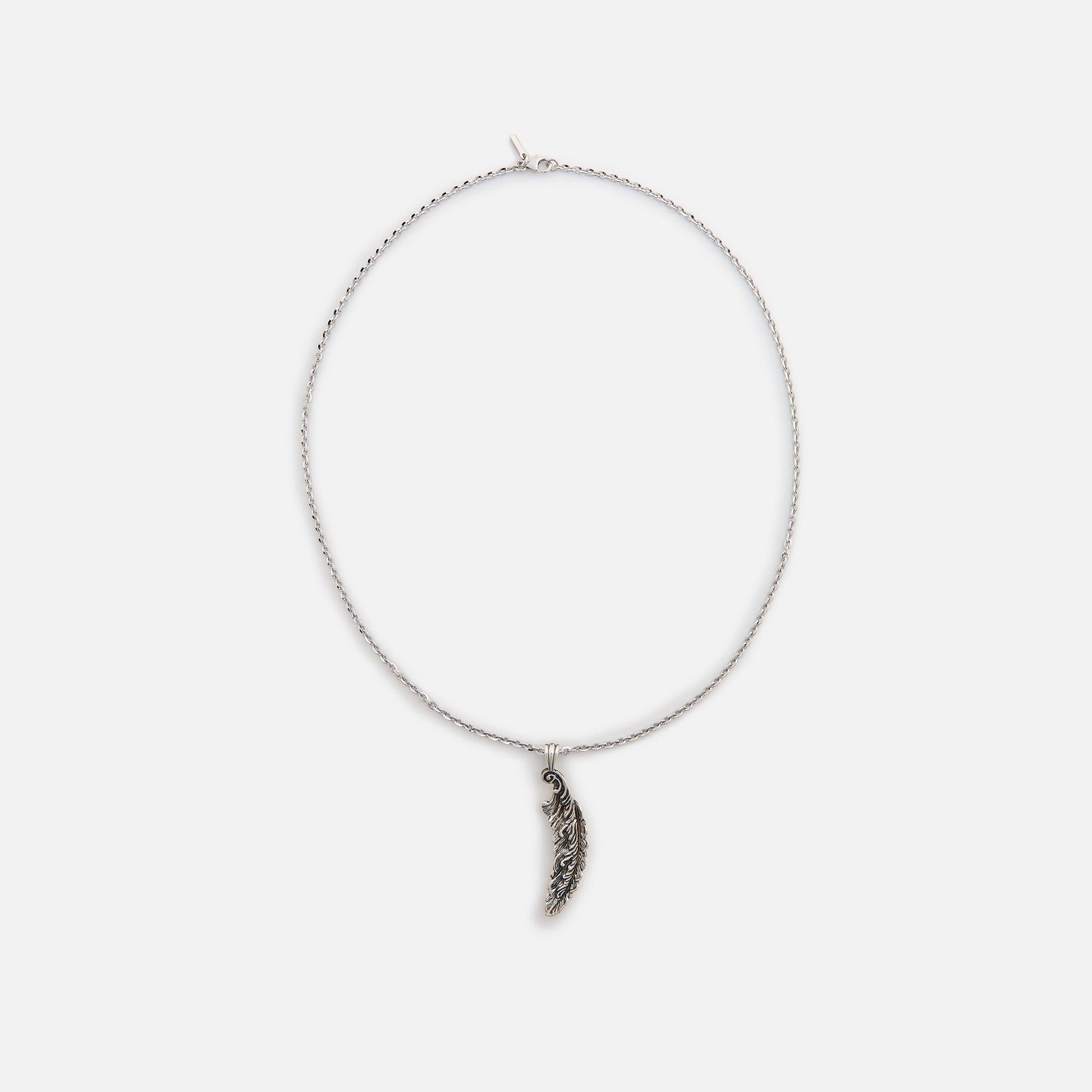 Men Kith Emanuele Bicocchi Feather Pendant Necklace - Silver