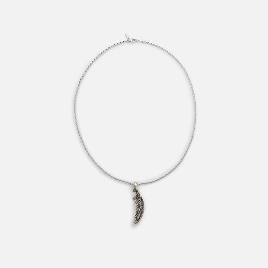 Men Kith Emanuele Bicocchi Feather Pendant Necklace - Silver