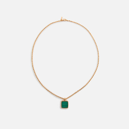 Men Kith Emanuele Bicocchi Gold Square Malachite Amulet Necklace - Gold