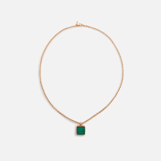 Men Kith Emanuele Bicocchi Gold Square Malachite Amulet Necklace - Gold