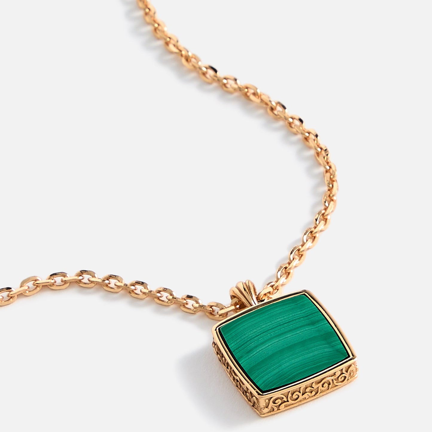 Men Kith Emanuele Bicocchi Gold Square Malachite Amulet Necklace - Gold