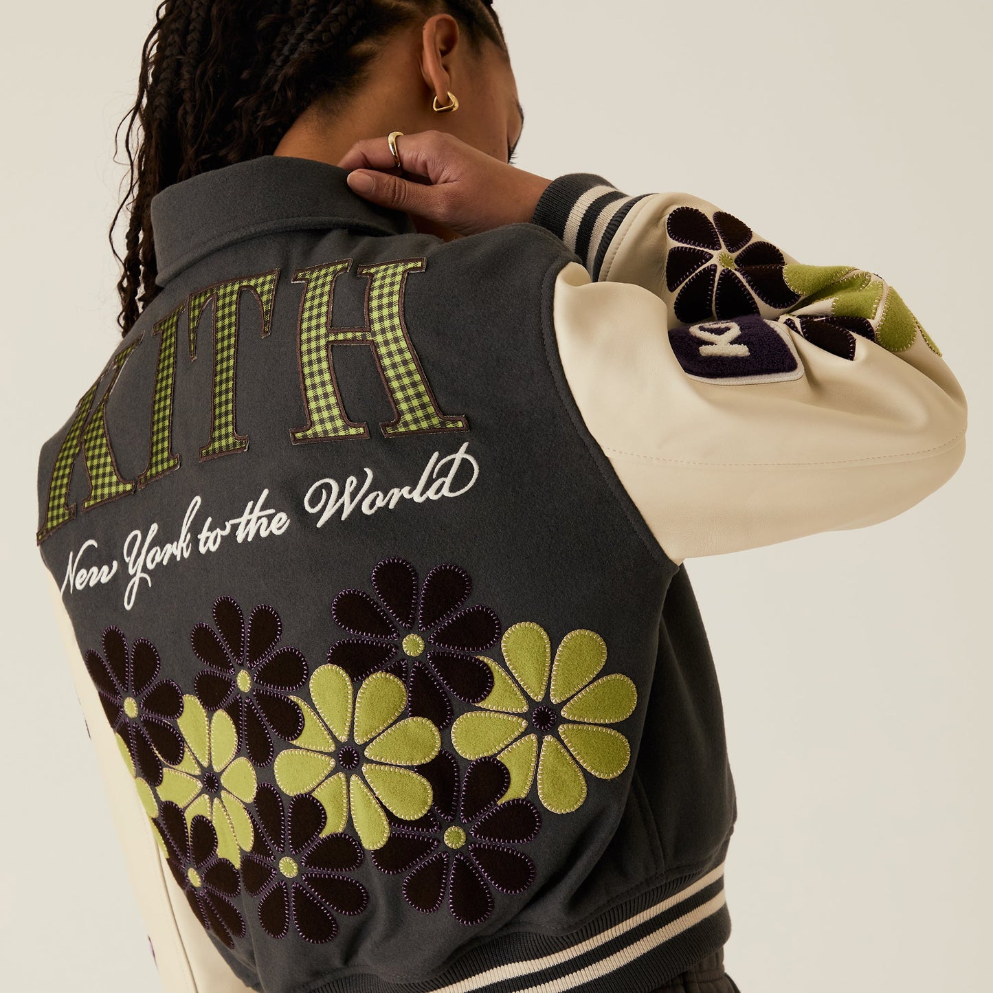 Women Kith Kith Women Campbell Cropped Floral Varsity Jacket - Hematite