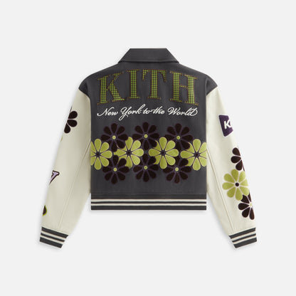 Women Kith Kith Women Campbell Cropped Floral Varsity Jacket - Hematite