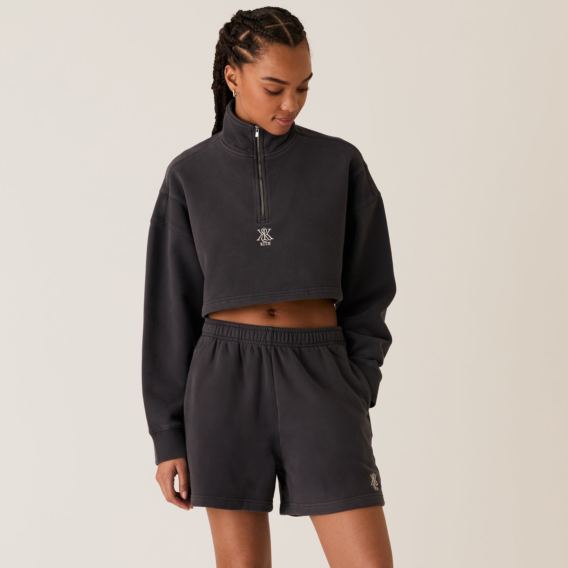 Women Kith Kith Women Vesper Sueded Quarter Zip - Gotham