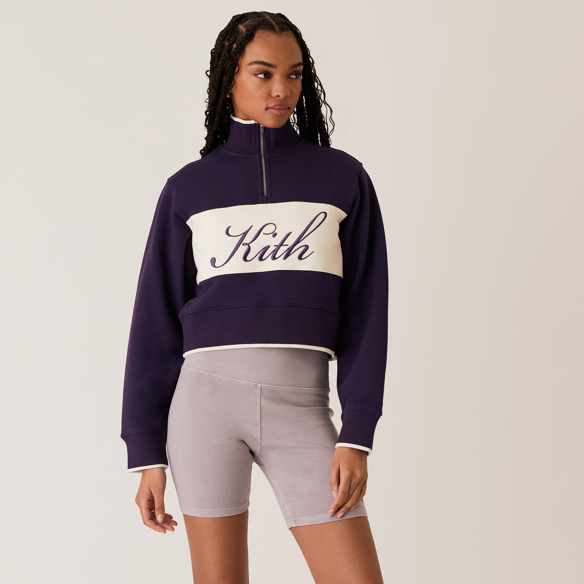 Women Kith Kith Women Hunter II Script Quarter Zip - Nightshade