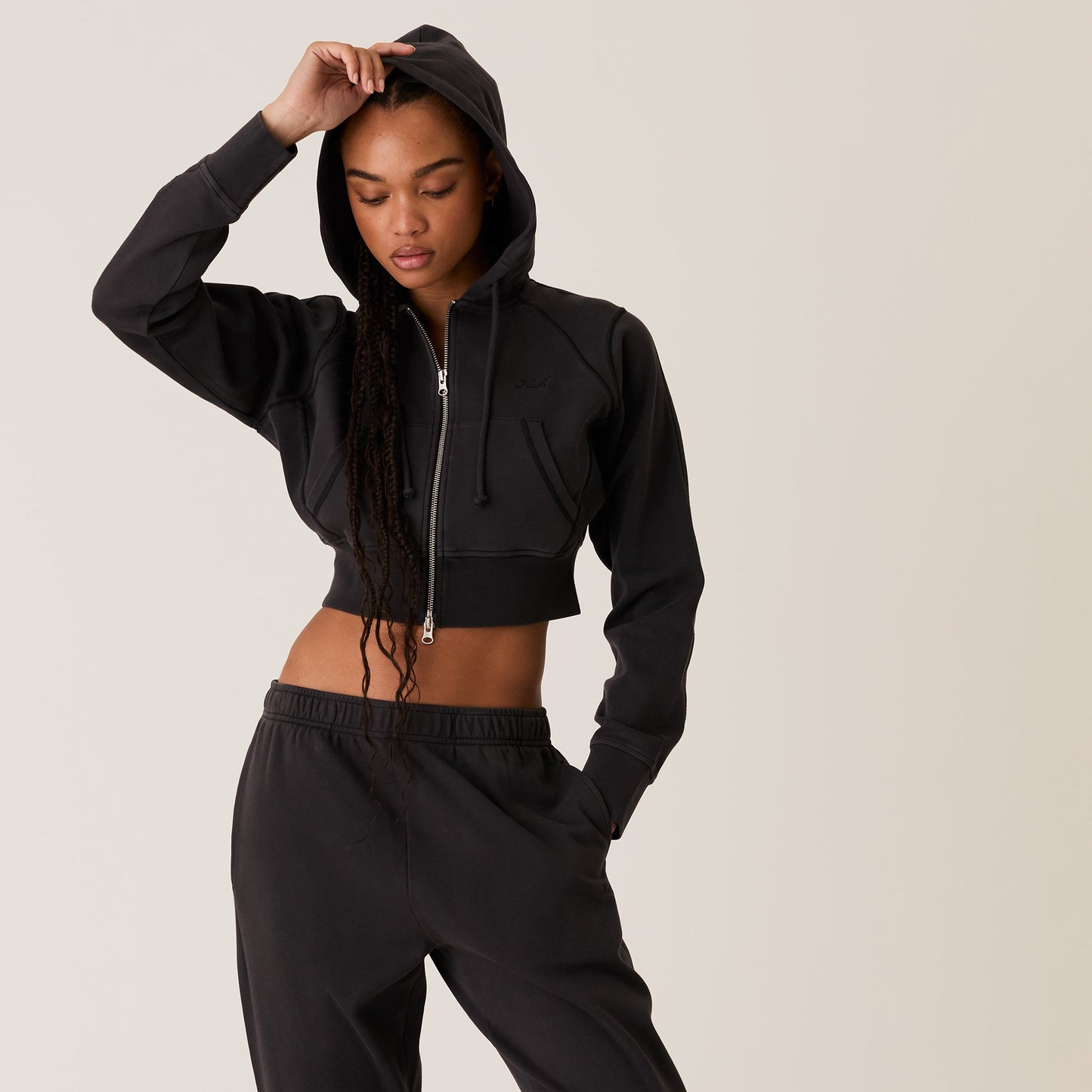 Women Kith Kith Women Davin Cropped Hoodie - Black