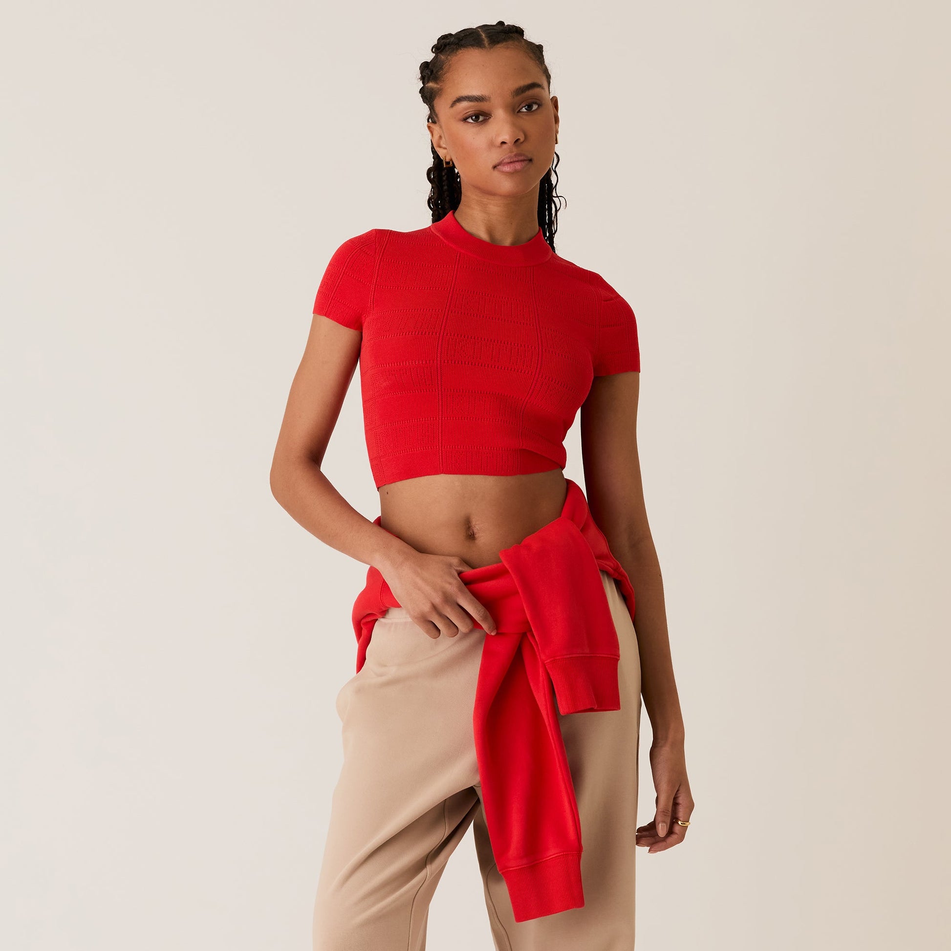 Women Kith Kith Women Arys Monogram Pointelle Tee - Cinnabar