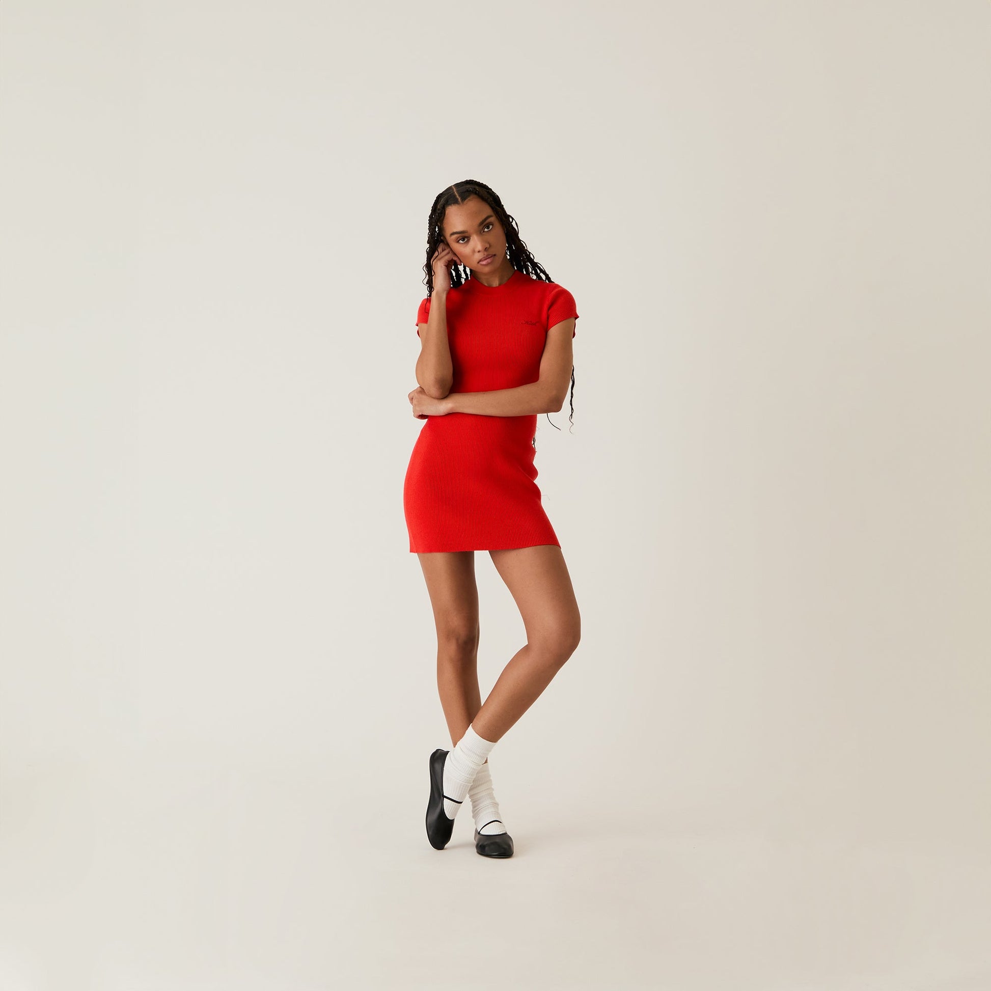 Women Kith Kith Women Mulberry Rib Dress - Cinnabar