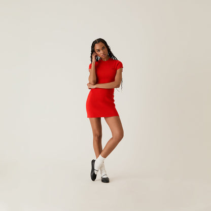 Women Kith Kith Women Mulberry Rib Dress - Cinnabar
