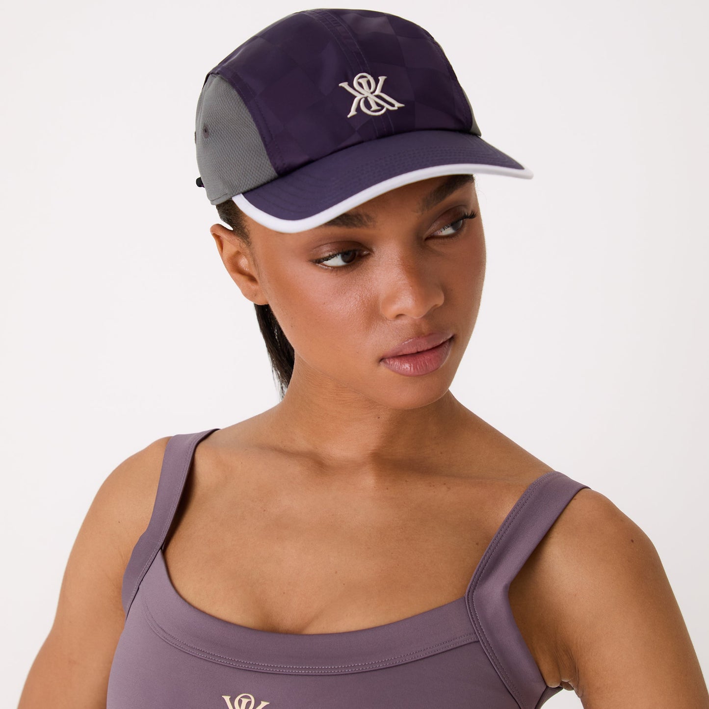 Women Kith Kith Women Checkered Satin Camper Cap - Nightshade