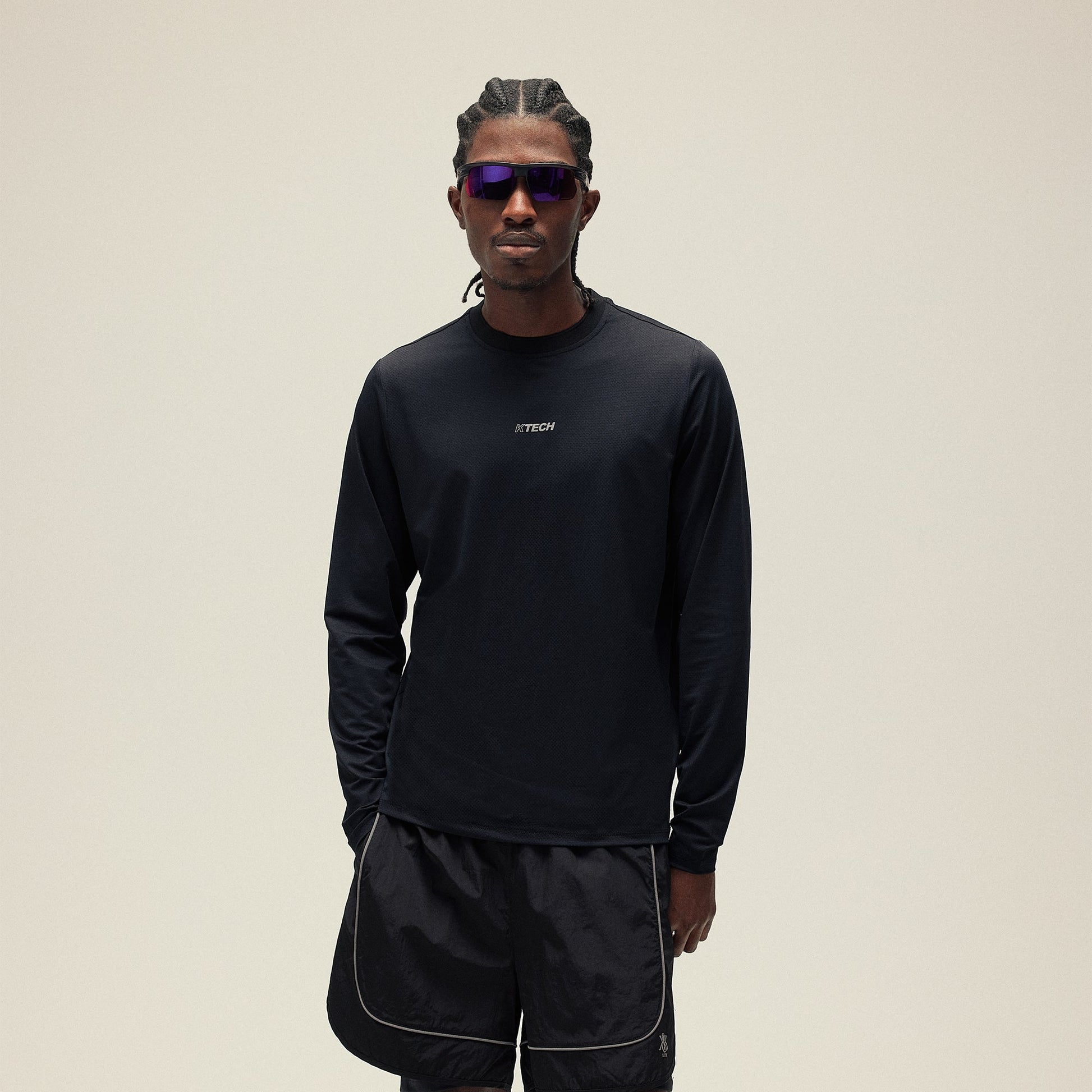 Men Kith Kith Honeycomb Tech Heathrow Long Sleeve Tee - Black