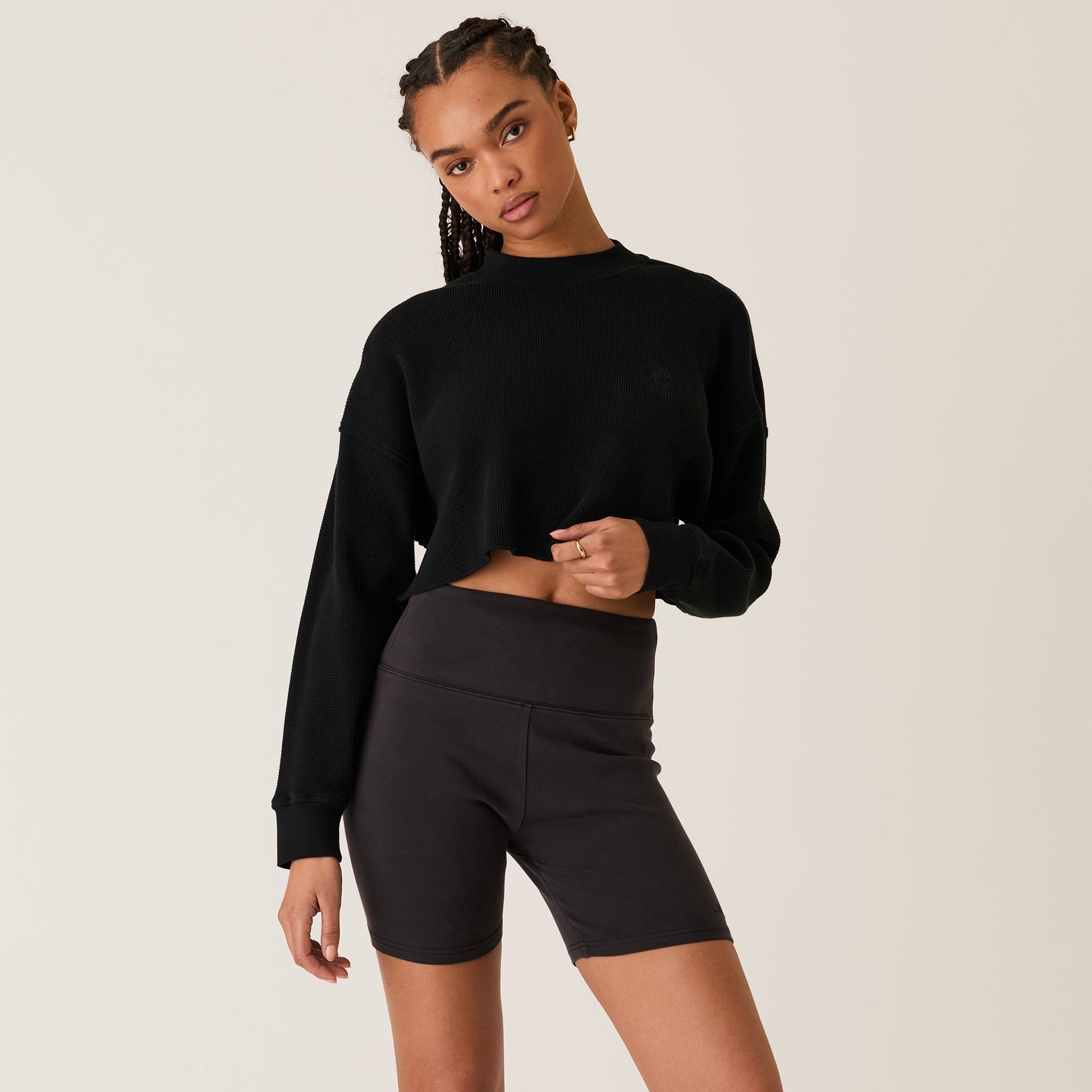 Women Kith Kith Women Bryden Waffle Long Sleeve - Black