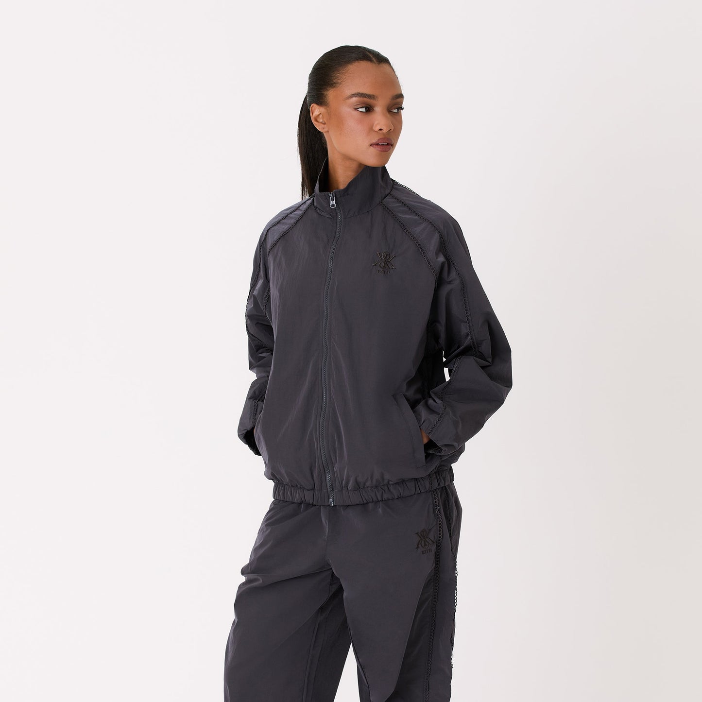 Women Kith Kith Women Azariah Seamed Track Jacket - Phantom Grey