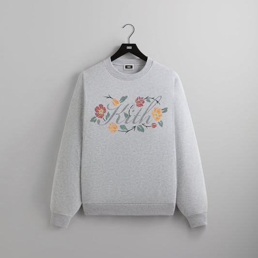 Men Kith Kith Floral Script Nelson Crewneck - Light Heather Grey