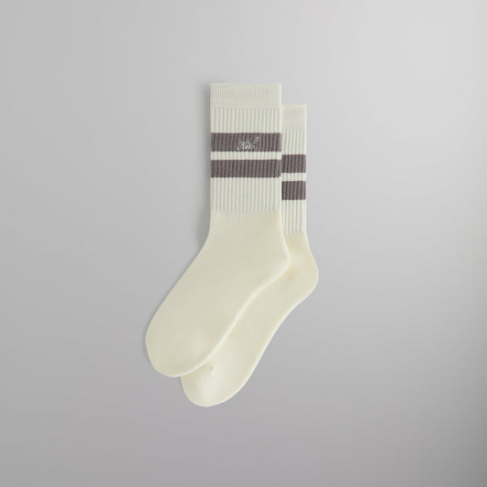 Men Kith Kith Double Stripe Script Embroidered Cotton Crew Socks - Argon