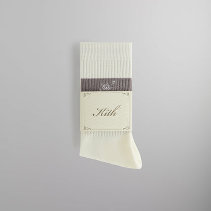 Men Kith Kith Double Stripe Script Embroidered Cotton Crew Socks - Argon