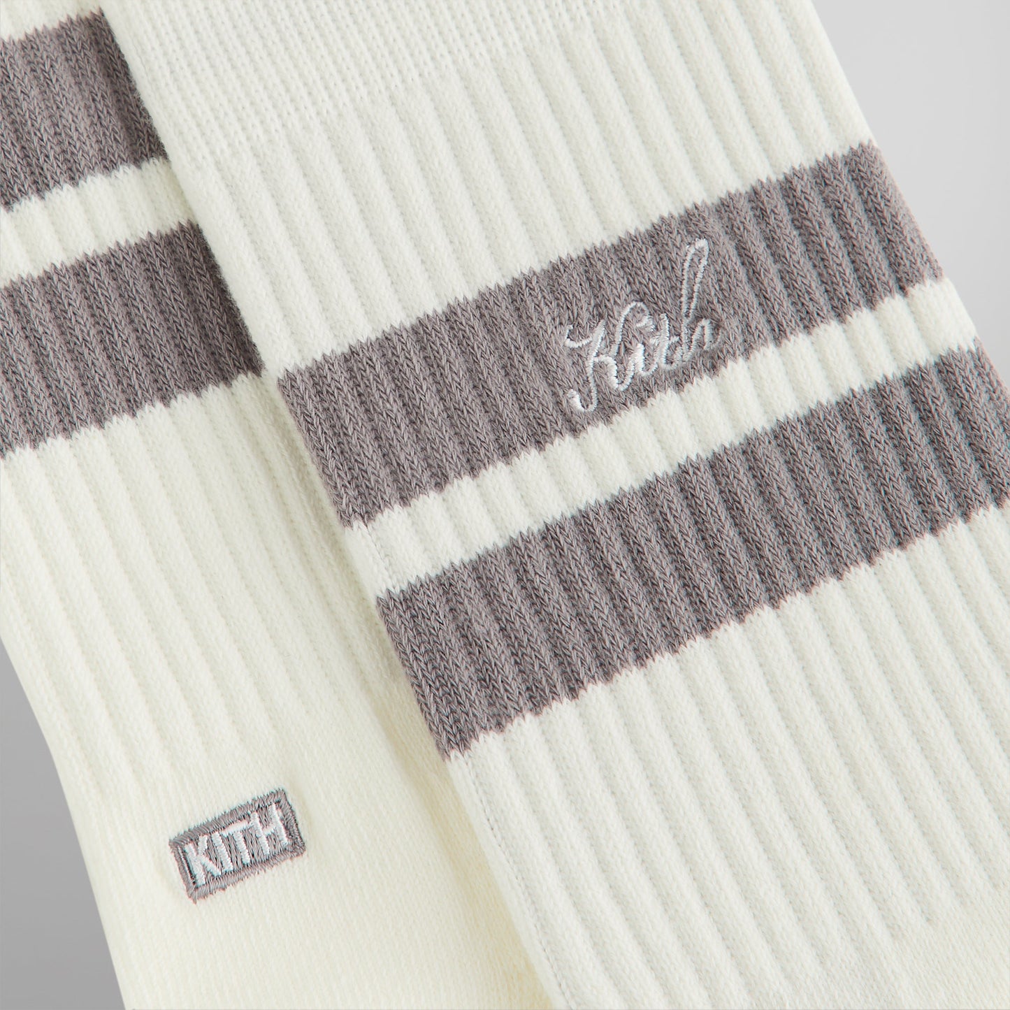 Men Kith Kith Double Stripe Script Embroidered Cotton Crew Socks - Argon