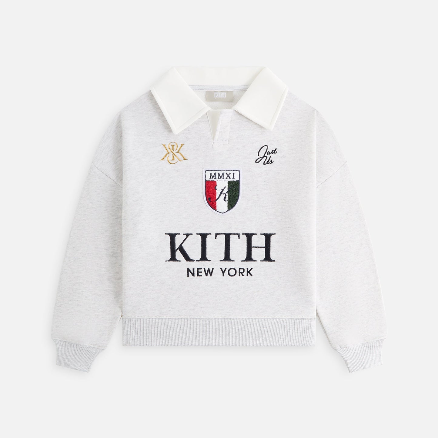 Kids Kith Kith Kids Collared Logo Nelson Sweatshirt - Light Heather Grey