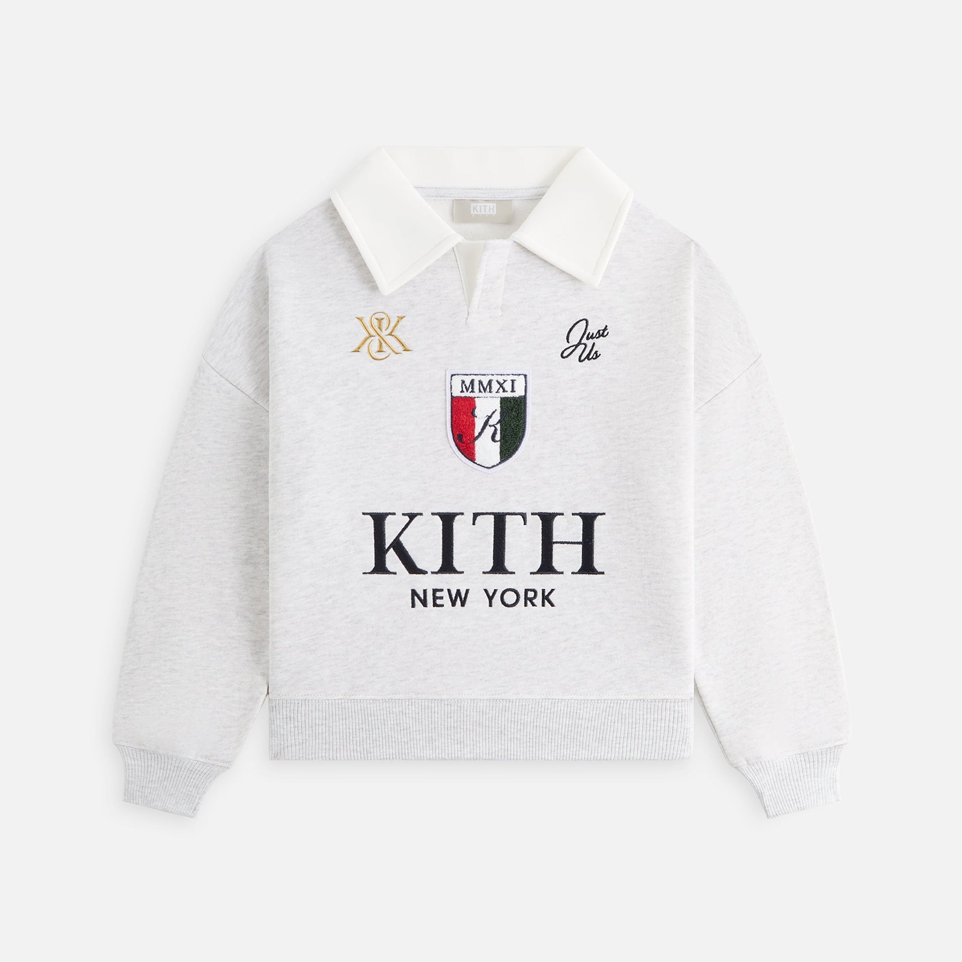 Kids Kith Kith Kids Collared Logo Nelson Sweatshirt - Light Heather Grey