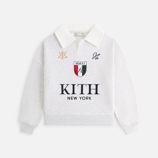 Kids Kith Kith Kids Collared Logo Nelson Sweatshirt - Light Heather Grey