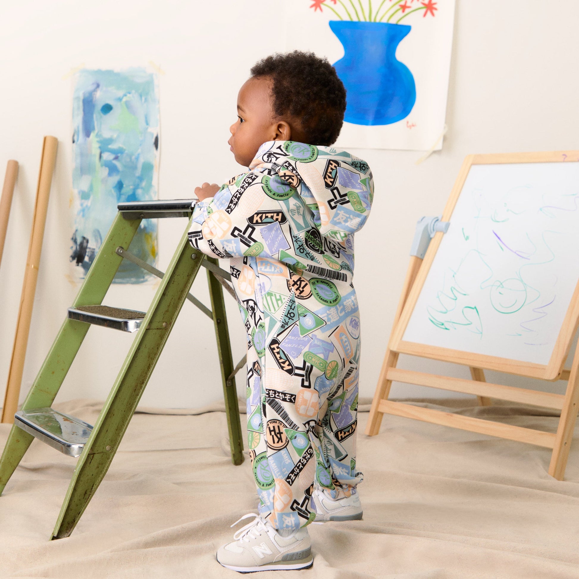 Kids Kith Kith Baby Friends and Family Nelson Coverall - Sandrift