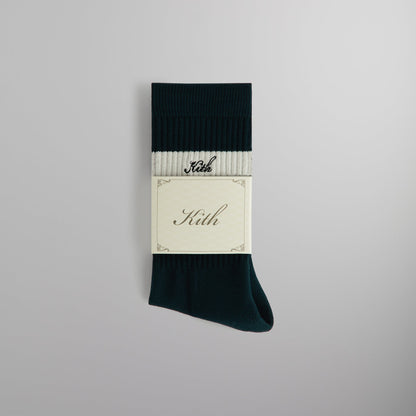 Men Kith Kith Double Stripe Script Embroidered Cotton Crew Socks - Stadium