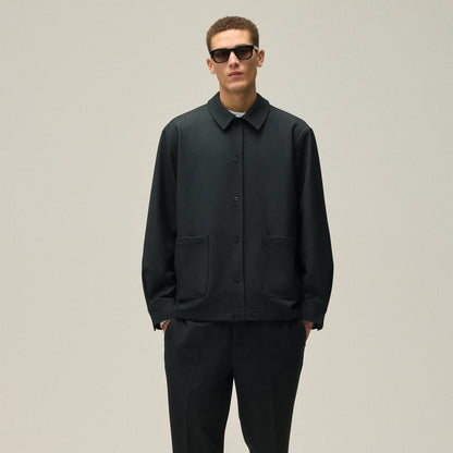 Men Kith Kith Double Weave Boxy Collared Overshirt - Black