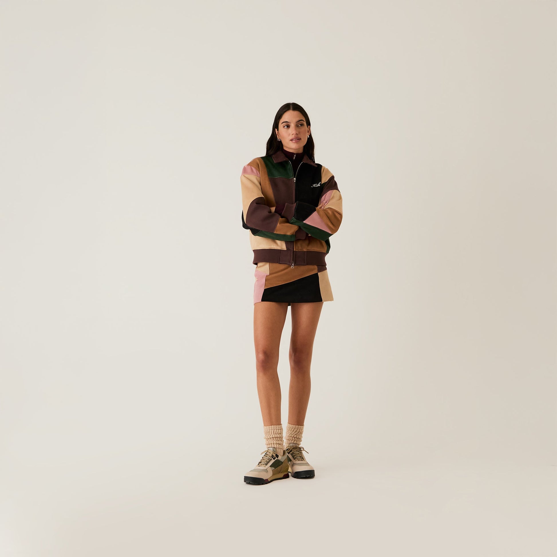Women Kith Kith Women Carmel Patchwork Micro Skirt - Derby