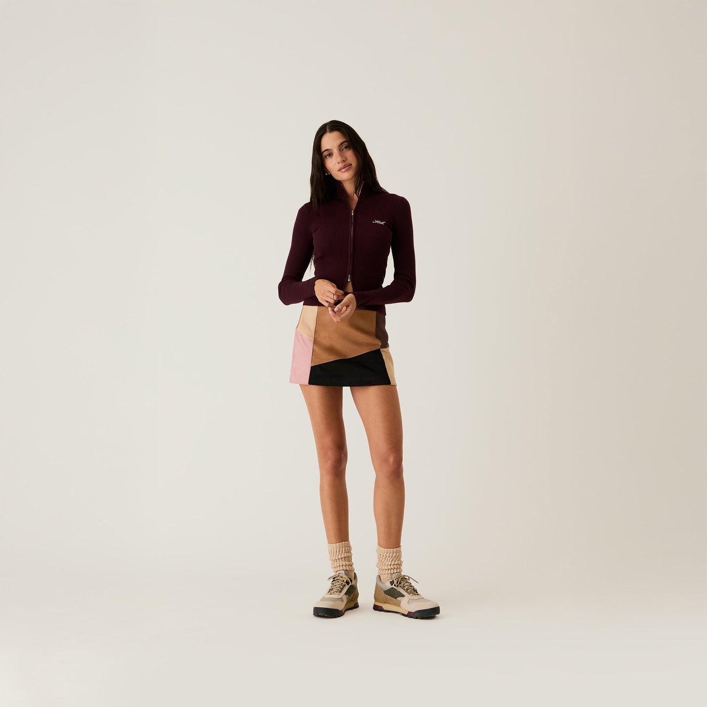 Women Kith Kith Women Carmel Patchwork Micro Skirt - Derby