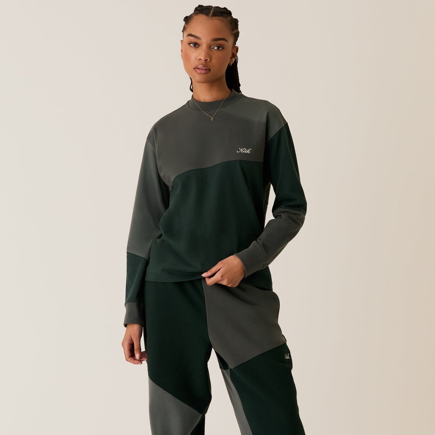 Women Kith Kith Women Patchwork Oversized Sonoma Long Sleeve - Stadium