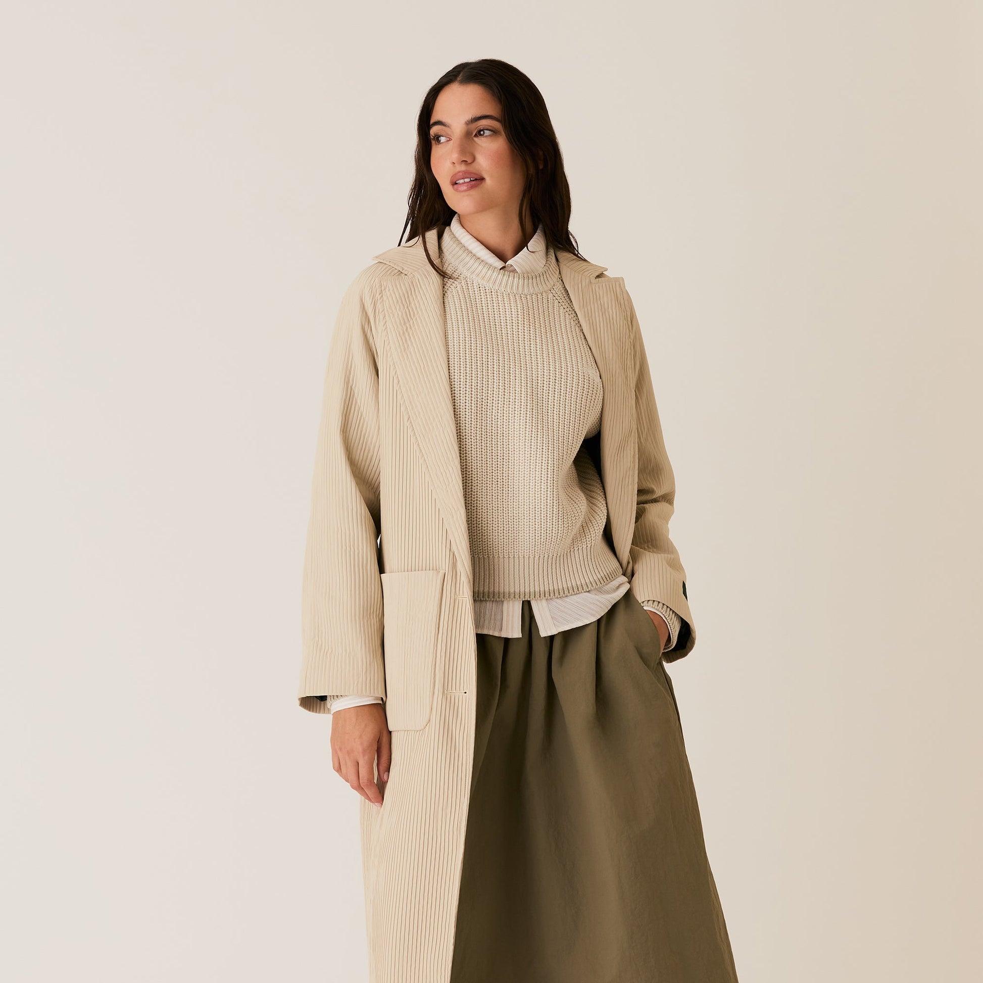Women Kith Kith Women Rory Pleated Coat - Oxide