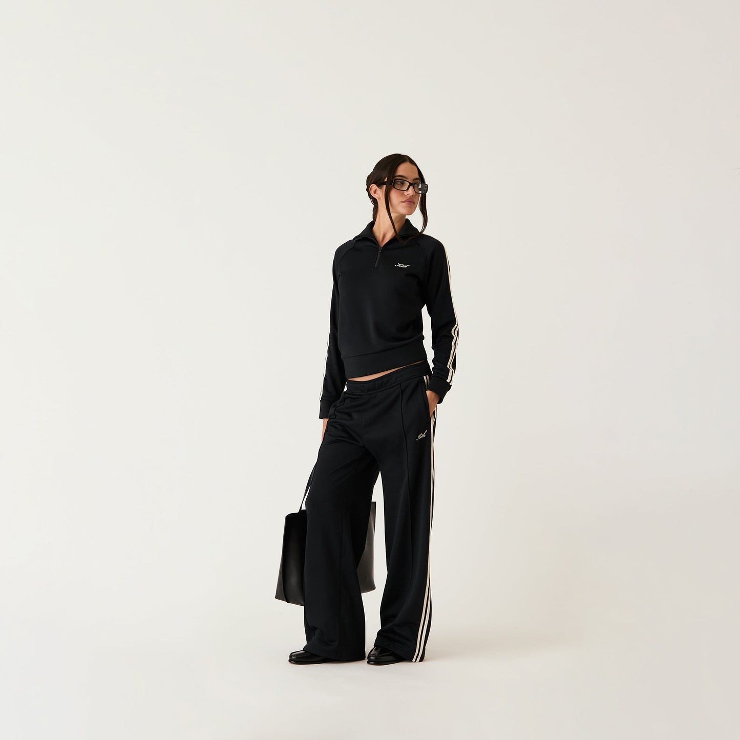 Women Kith Kith Women Everly Tricot Track Quarter Zip - Black
