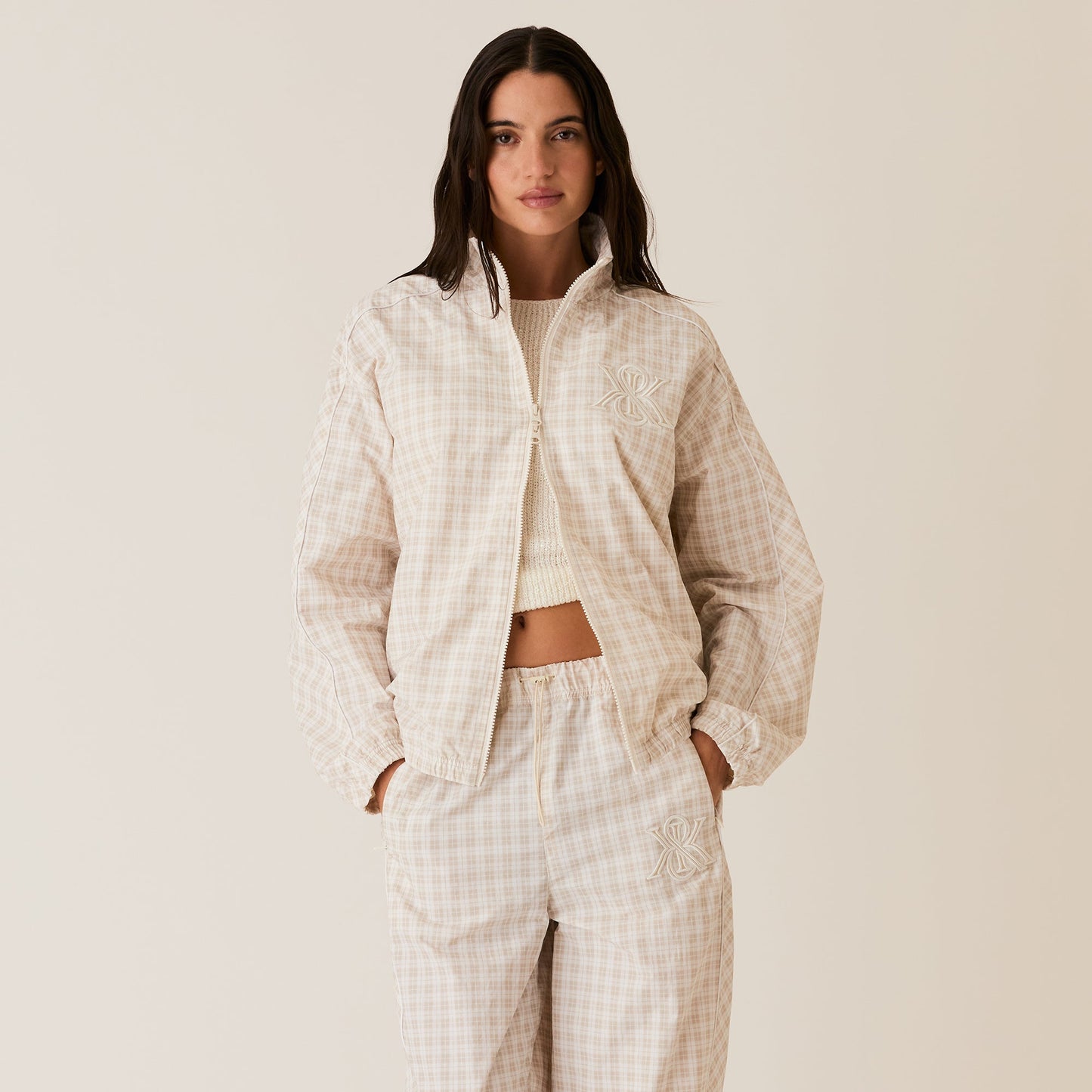 Women Kith Kith Women Azariah Check Track Jacket- White